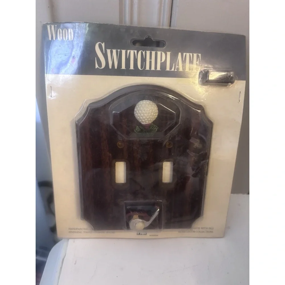 NEW SWITCHPLATE 3D GOLF COURSE CLUBS BALLS MAN CAVE DEN DOUBLE SWITCH X2 Set